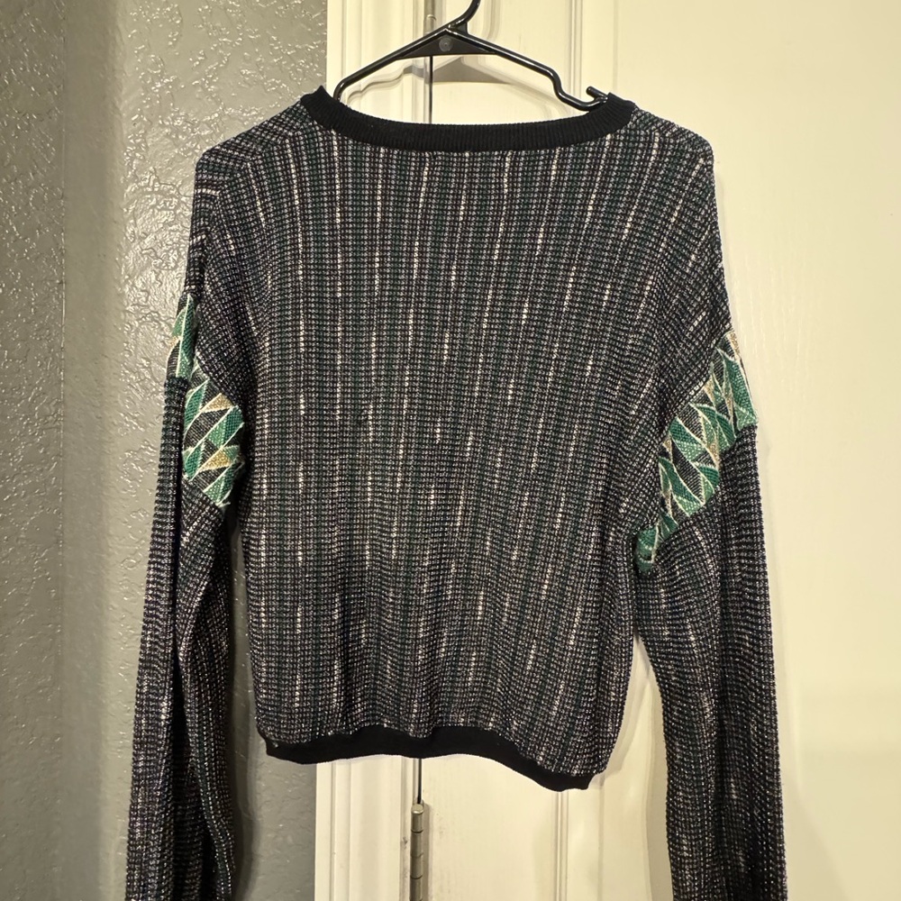 Urban Outfitters Striped Black and Green Sweater